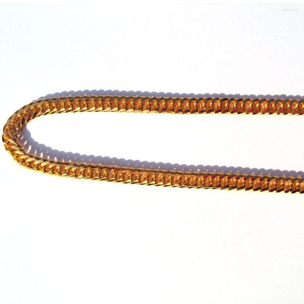 CHAINS Colar feminino Teal 24 K Solid Yellow Gold acabamento em ouro cubano Cadeia Link Chain Fine Fine