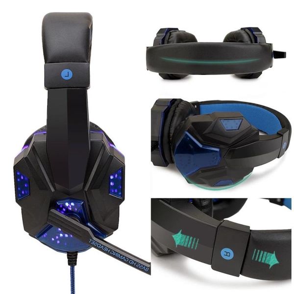 Professionelle LED-Licht-Gaming-Kopfhörer mit Bluetooth-Stereo-Headset-Mikrofon für Computer PS4 PS5 Xbox Bass Geschenke Weabg