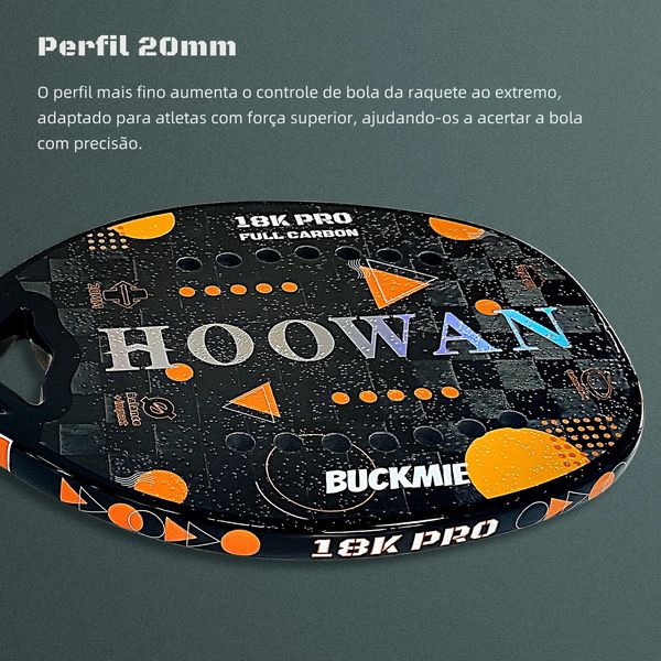 Racchette da tennis HOOWAN Buckmie 18K Pro Racchetta da beach tennis Fibra di carbonio 18K Marca Beach Tennis Paddle per offensiva avanzata 20mm 2311090VFAHHSO