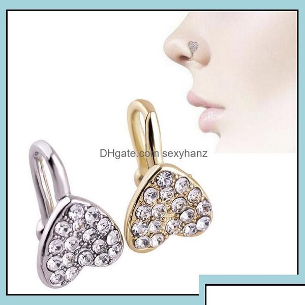 Anelli da naso Borchie Gioielli per il corpo Clip su anello Piercing Moda Diamante Cuore a forma di stella Non poroso Pierce Drop Delivery 2021 Iz4Hg Dhybi