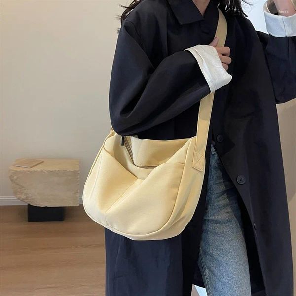 Akşam çantaları tuval omuz crossbody çanta kadınlar için 2023 büyük yan dişi satchels kızlar öğrenci çantaları pamuklu kumaş büyük bayanlar kitap çantası