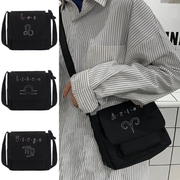 Sacos de compras Crossbody Bag Lona Pacote de Ombro Unissex Casual Wild Postman Case Mulheres Messenger Organizador Constellation Print Handbag