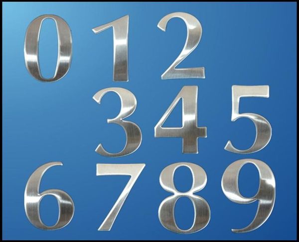 09 Numeri civici moderni Numero di cifre in acciaio inossidabile Piastra adesiva Dimensioni segno 623519 cm Lettere per porta Numero di cancello della stanza Nuovo6426541