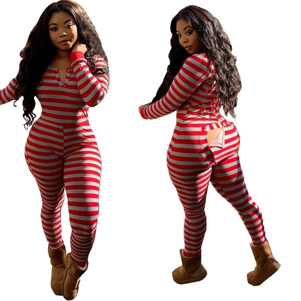 Mulheres sleepwear sexy senhoras profundo decote em v bunda aba pijama manga longa bodycon bodysuit macacão macacão clubwear 231110