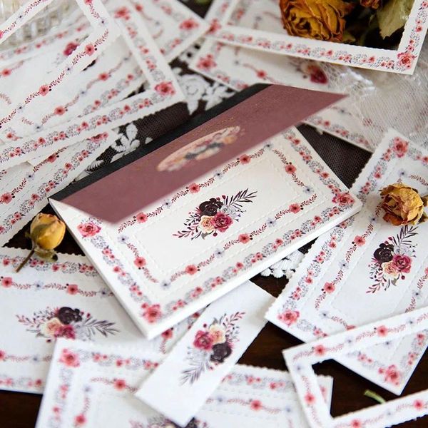Carta artigianale con cornice floreale vintage, etichetta fustellata, blocco note, libro spazzatura, diario, carta scrapbooking, materiale di cancelleria