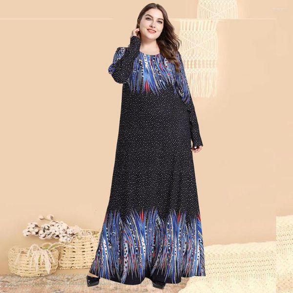 Roupas étnicas mulheres abaya dubai vestido muçulmano turco bangladesh kaftan estampa brilhante plus size size islâmico manto de manga longa preta