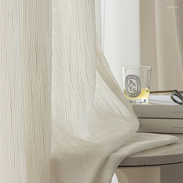 Tenda leggera lusso moderno semplice lana senso garza tulle schermo soggiorno finestra bianca
