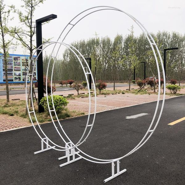 Diâmetro da decoração de festa 1.0/1.2/1,5m Double redond metal jardim arco de metal arco externo de casamento interior cenário circular cenário decoração de casa