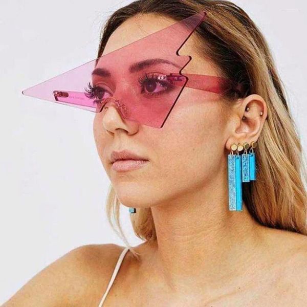 Montature per occhiali da sole Triangolo senza cornice Un pezzo Divertente Prom Invertito A Occhiali