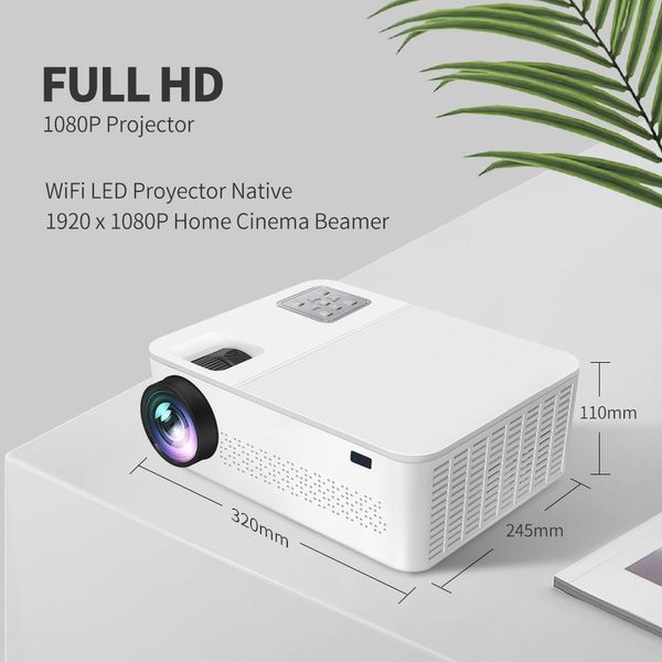 YERSIDA Projektor G6 FULL HD Native 1080P 5G WIFI Bluetooth Unterstützung 4K Verbesserte 10000 Lumen Outdoor Film 3D Heimkino Beamer