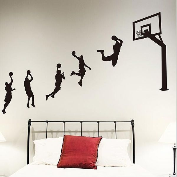 Adesivos de parede jogador de basquete lavanderia decalque de parede de vinil made de parede decalque infantil quarto infantil decoração de berçário sport sala de garotos 6890 230410