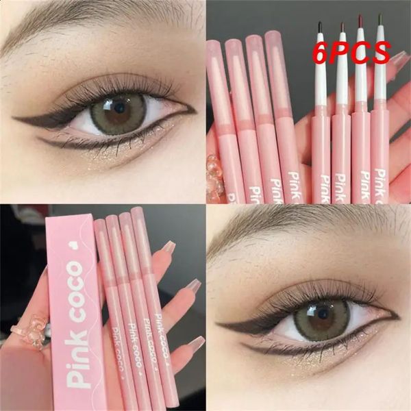 Combinação de sombra / delineador 6 PCS Nature Brown Eyeliner Lápis à prova d'água Delineador suave de longa duração à prova de suor Não é fácil de borrar Caneta de delineador em gel 231109