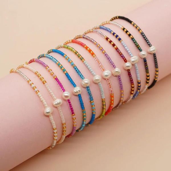 Strang Kleines originelles Design Bohemian MGB Bunte Reisperlen Naturperle Handgefertigtes Perlenarmband für Damen