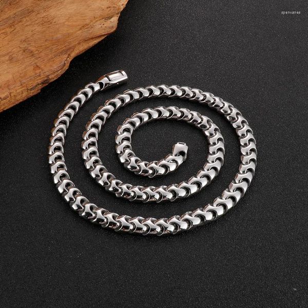 Correntes de 9 mm de cor de aço inoxidável prata de 9 mm colares para homens punk sólido pesado link link cadeia macho masculino de jóias de gargantilha longa