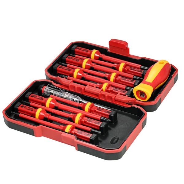 Chaves de fenda 13pcs 1000V Isolamento variável Conjunto de fenda Phillips Pozidriv Torx Bit com broca com slot magnético Conjunto de ferramentas de reparo elétrico 230410