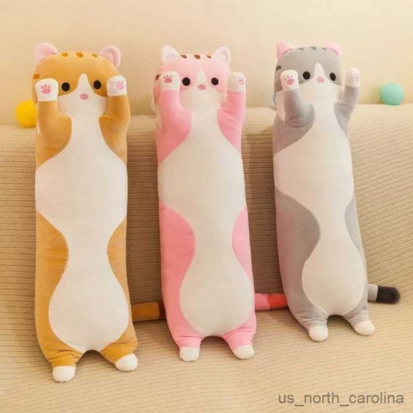 Animali di peluche ripieni di grandi dimensioni Peluche per gatti lunghi Simpatico animale per gatti Peluche per ufficio Pausa pisolino Cuscino per dormire Peluche regalo per bambini R231110