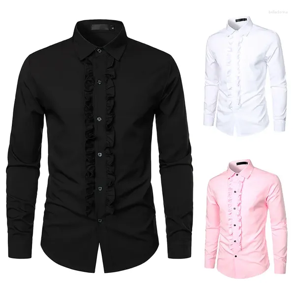 Camicie casual da uomo Camicia a maniche lunghe Autunno e inverno Tinta unita Taglia europea Abito da sposa Performance