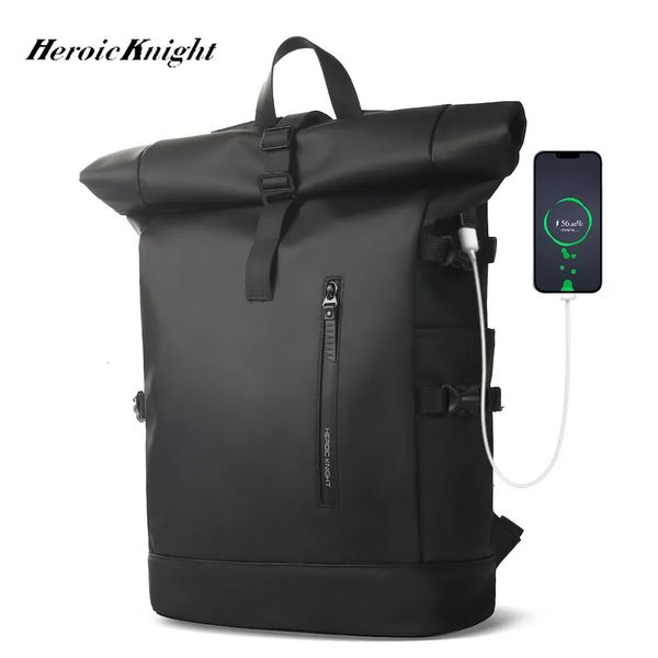 Sacos de noite Hero Knight Mens Mochila À Prova D 'Água Rolando Mulheres Viagem Expansível USB Carregamento de Alta Capacidade Laptop Case Mochilas 231110