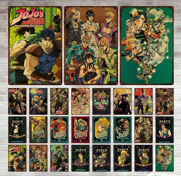 Classic Anime JOJO039s Bizarre Adventure JOJO Poster in metallo Azione Anime Vintage Tin Painting Sign Wall Art Bar Nursery Home Dec3483980