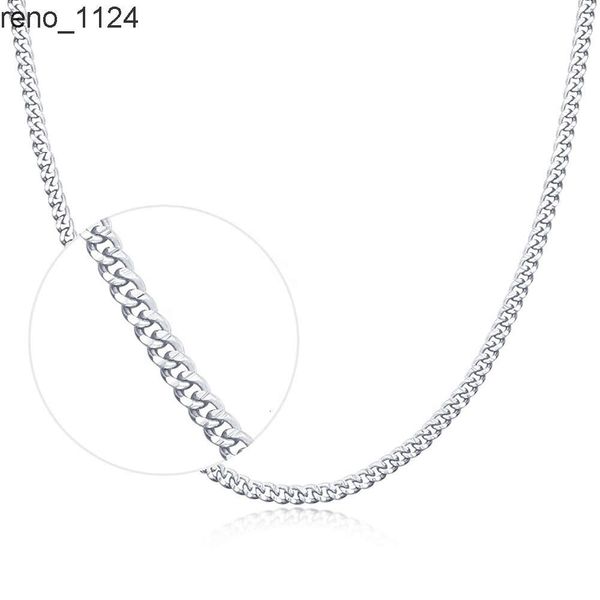 L08 Argento puro 925 plata vendita calda alla moda oro bianco grande cordolo catena a maglia cubana Collana frustino per le donne perdere gioielli