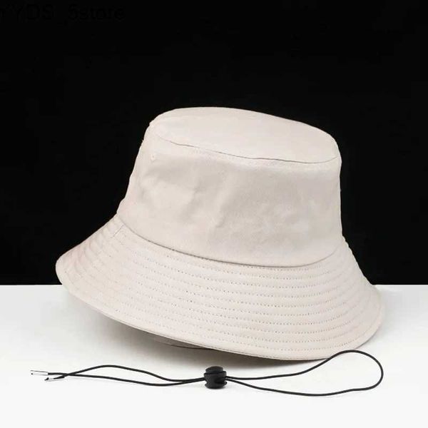 Chapéus de aba larga Chapéus de balde 56cm 58cm 60cm 62cm 64cm Puro algodão adulto balde chapéus Big Bone Ladies Beach Hat Men Plus Size Plain Fisherman Hat 5 cores YQ231110