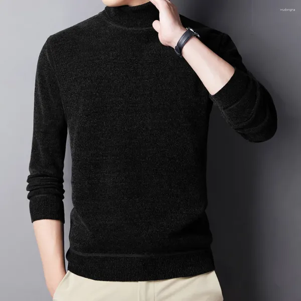 Мужские свитера, стильный зимний теплый джемпер для мужчин, водолазка, вязаный свитер, пуловер на флисовой подкладке, черный/темно-синий/винно-красный/темно-серый