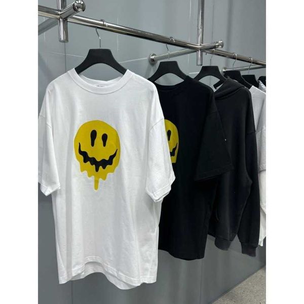 Tasarımcı Yeni Kadınlar Tişört Gömlek Eritme Smiley Yüz Baskı T-Shirt Klasik Çift Gevşek OS Mürettebat Boyun Kılıf