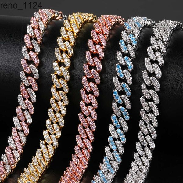 9 mm Bling Cuban Link Chain 18K vergoldet Iced Out CZ Damen Cuban Link Choker Halskette