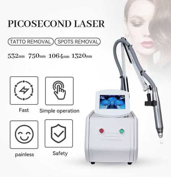 Risultato notevole Nd Yag Laser a picosecondi Pigmento per il lavaggio di tatuaggi/sopracciglia/linea degli occhi Melanina che inibisce 1064/755/532/1320nm Rimozione dei punti neri pulita dei pori della pelle