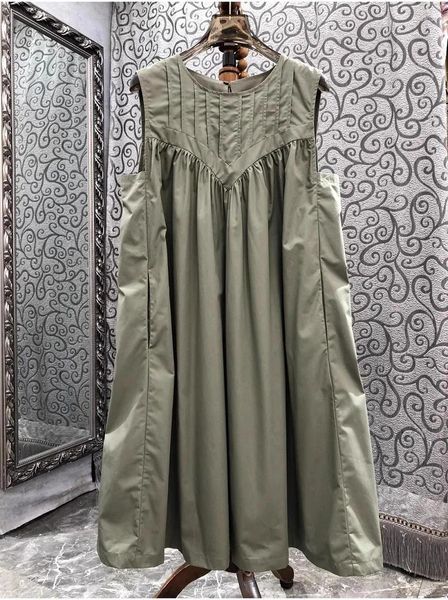 Vestidos casuais doce vestido bonito 2023 verão moda estilo Laides o-pescoço volta arco deco sem mangas a linha verde escuro azul vestidos