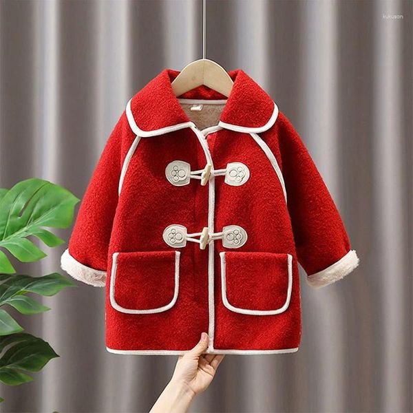 Piumino invernale Bambino per bambini Abbigliamento per ragazze Compleanno del bambino Natale Giacca lunga in cotone di lana coreano per vestiti per bambini