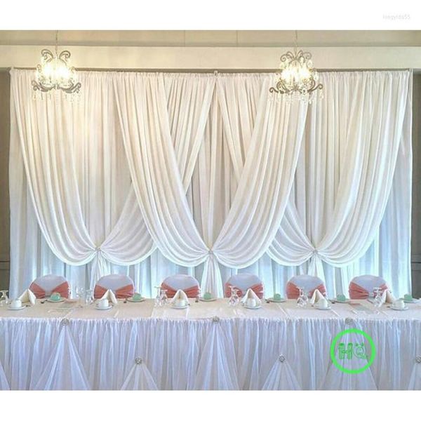 Decorazione per feste 10ft X 20ft Sfondo di nozze bianco puro con romantico palco di festoni cadenti