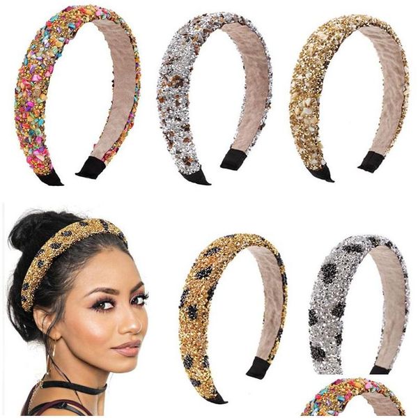 Bandas de cabeça Retro arco de cabelo natural cura cristal stone bandeira esponja de leopardo mulher fashion band acessórios 7 6dx k dhgarden dhfly