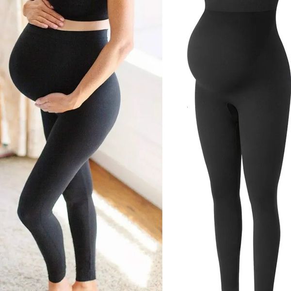 Leggings femininas cintura alta gravidez leggings magros roupas de maternidade para mulheres grávidas suporte de barriga de malha leggins corpo shaper calças 231110