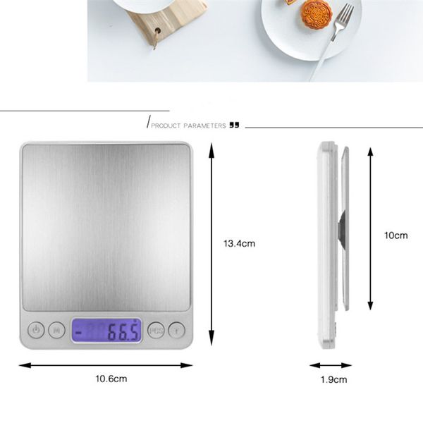 Mini-elektronische Digitalwaage-Küchenwaage-Schmuckwaage-Balancen-Gramm-LCD-Anzeigen-Skala mit Kleinkasten 500g/0.01g 3KG/0.1g DHL geben frei
