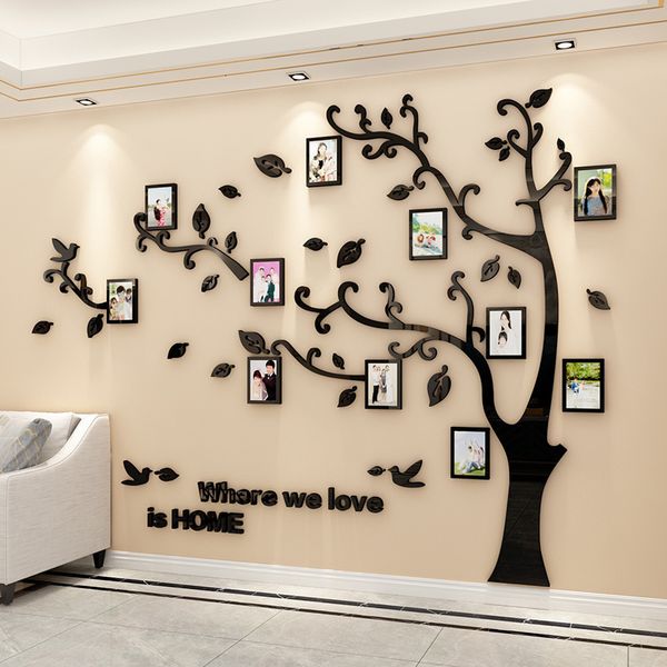 Wandaufkleber 3D-Acryl-Aufkleber Baumspiegel für Wandtattoo DIY Po-Rahmen Familie Po-Baum-Zweig PVC-Wandaufkleber Art Home Decoration 230410