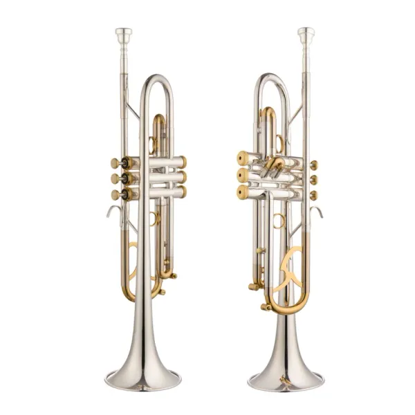 Melhor qualidade bb trompete b latão plano banhado a prata instrumentos musicais de trompete profissional com estojo de couro