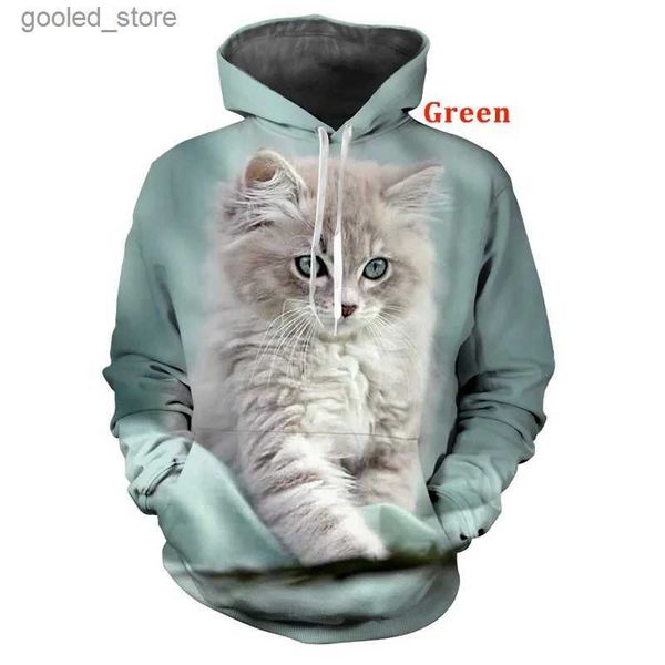 Erkek Hoodies Sweatshirts Cool Cat Baskı 3D Kapüşonlu Sweatshirt İlkbahar ve Sonbahar Sezonu Erkekler/Kadınlar Uygun Hipster Kedileri Hoodies Sulakları S-5XL Q231110