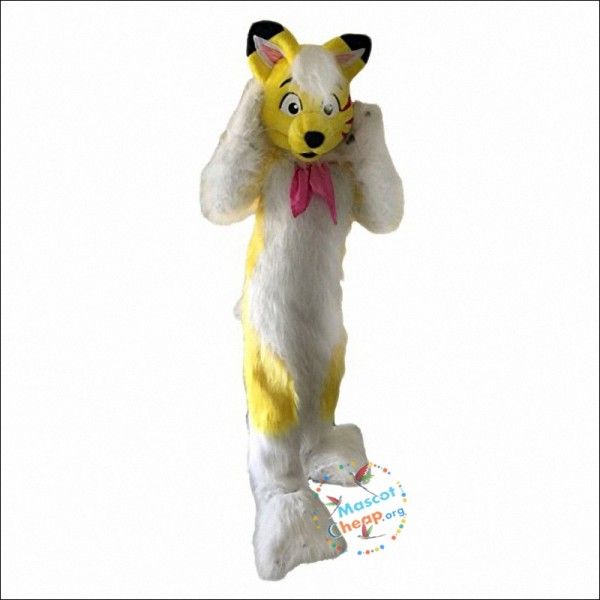 Halloween amarelo raposa cão husky mascote traje coelhinho da páscoa traje de pelúcia tema fantasia vestido publicidade festa de aniversário traje outfit