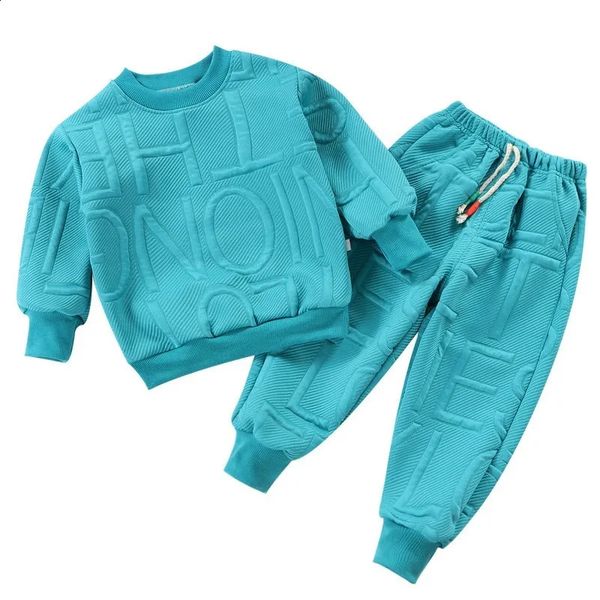 Kleidung Sets Jungen 2 stücke Trainingsanzug Baby Mädchen Kinder Casual Sport Unisex Brief Hosen Outfits 1 7 Ys Kinder Sweatshirt 231109