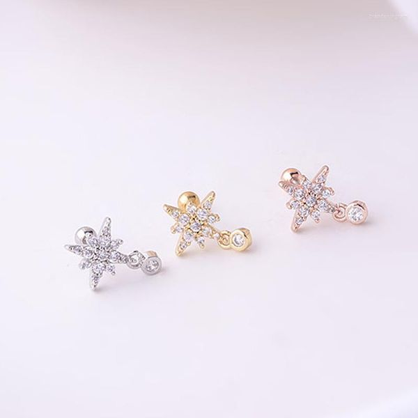 Orecchini con perno 1 pz Vintage Micro Pavimenta CZ Star Forma Polsino Orecchino Carino Goccia Rotonda Barra in Acciaio Orecchio Cartilagine Piercing Clip di Gioielli