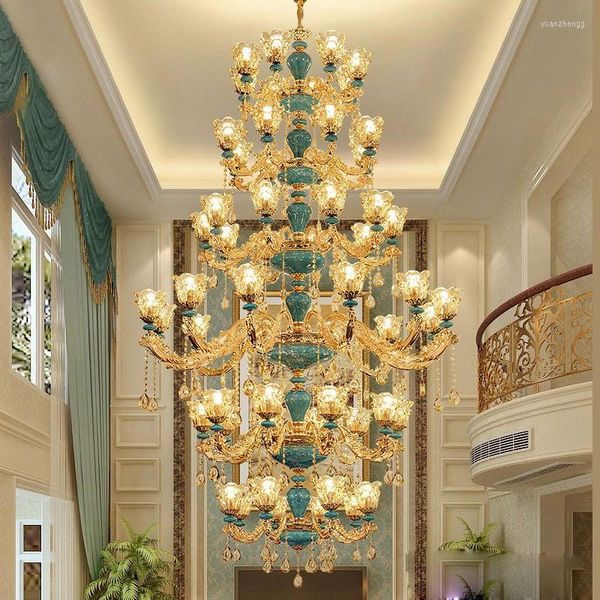 Lampadari Lampadario a LED in cristallo ceramico in stile nordico per soggiorno Lobby Grandi apparecchi di illuminazione Cristal di lusso Decor Lampade a sospensione