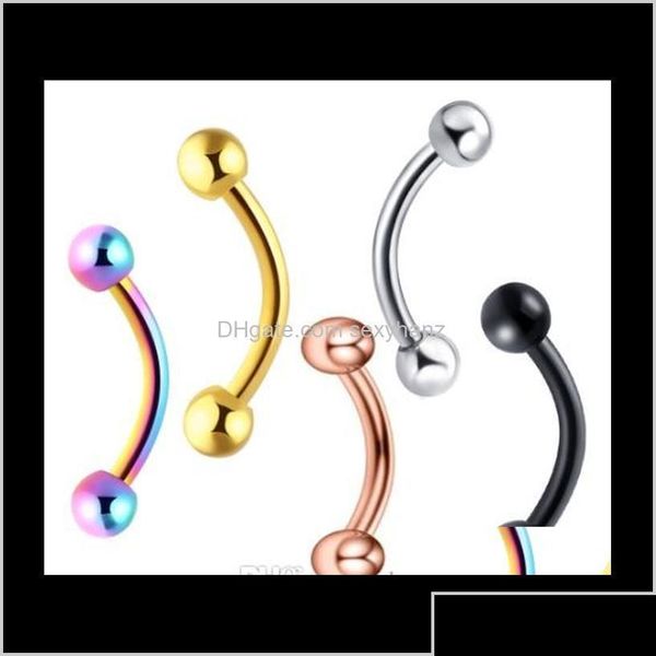 Augenbrauen-Schmucksache-Piercing-Bolzen 8 mm Bananen-Ring-Sets Großhandels-120-teiliger Art- und Weisekörper-Edelstahl-Ohr-Barbell-Mischungs-5-Farben-Tropfen liefern Dhvhp