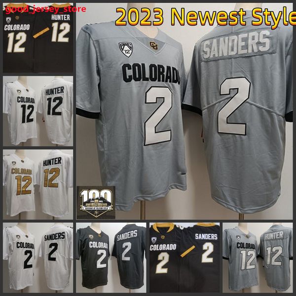 Мужская молодежная футбольная майка Travis Hunter Colorado Buffaloes 12, сшитая новейшая модель 2023 года # 2 Shedeur Sanders Colorado, трикотажные изделия с нашивкой в честь 100-летия Колорадо, S-3XL, красивые