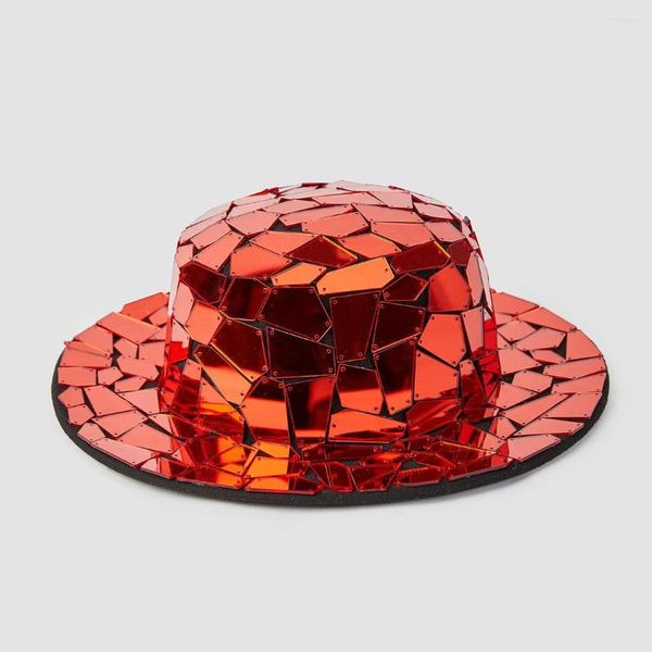 Berretti 2023 Fashion Vintage Red Lens Diamond English Jazz Hat Top per uomo e donna Stage Gentleman Casual Felt