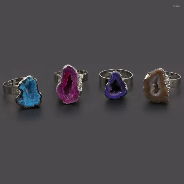 Cluster-Ringe, Naturstein, Zinklegierung, Achat-Kristall, Ring für Schmuckherstellung, DIY-Zubehör, Edelsteine, Charm, Hochzeitsgeschenk, Party, 10 x 20 mm