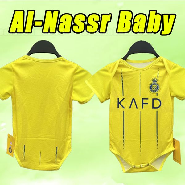 BEBÊ 23 24 Al Nassr FC Camisas de futebol 2023 2024 Ronaldo Kids Kit Uniforme Home Amarelo Cr7 Meninos Camisa de Futebol T Alnassr Away Martinez Ghareb Arábia Saudita Enfants