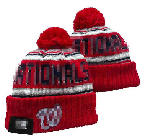 Berretti da uomo Berretti Nationals Cappelli Washington Tutte le 32 squadre Lavorato a maglia Pompon a righe Linea laterale Lana calda USA College Sport Cappello lavorato a maglia Berretto da hockey per donna