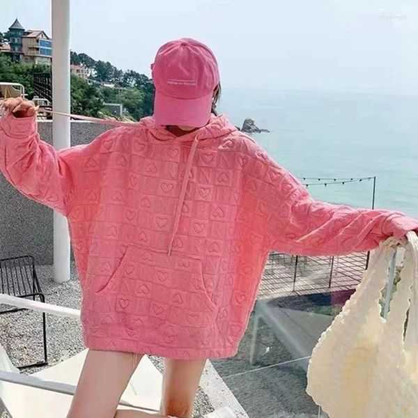 Kadın Hoodies y2k Sonbahar Sweetshirts Baskı O yaka kazıklar sweatshirt Sıradan Gevşek Gevşek Uzun Kollu Kaput Kore Tarzı Bol Hoodie