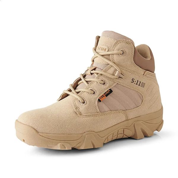 Stivali Stivaletti militari da uomo Stivali da deserto Stivali da combattimento all'aperto per uomo Stivali tattici in pelle scamosciata di mucca militare Uomo Scarpe da trekking casual Botines 231109